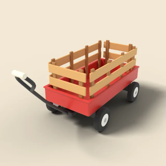 Toy wagon with wooden sides