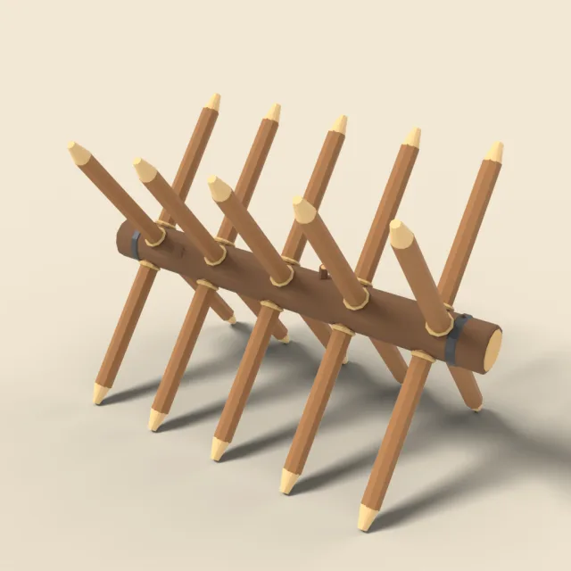 Spiked wooden barricade