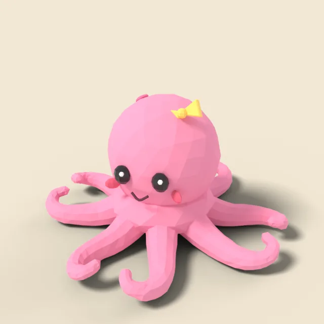 Plush octopus in pink