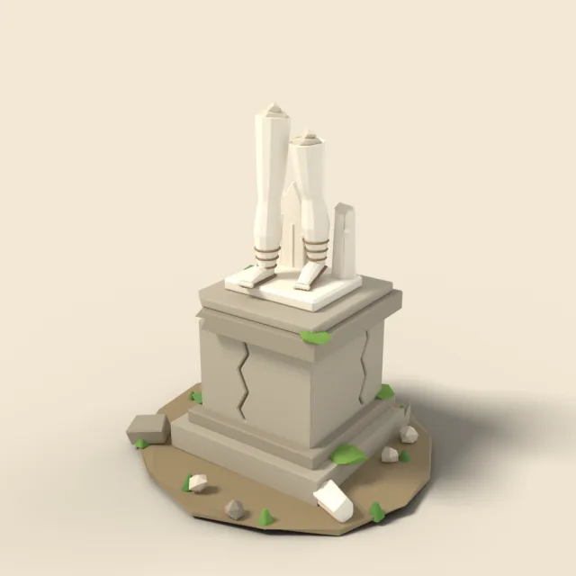 Statue legs on cracked pedestal