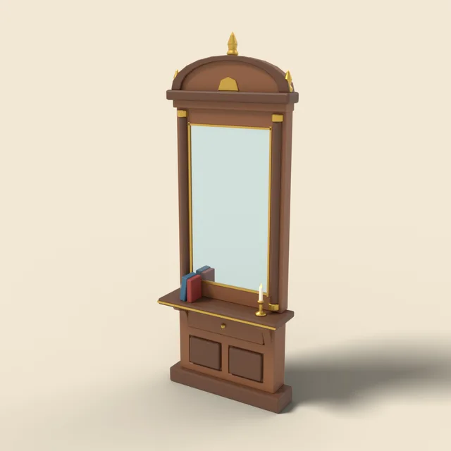 Grandfather wall mirror with shelf