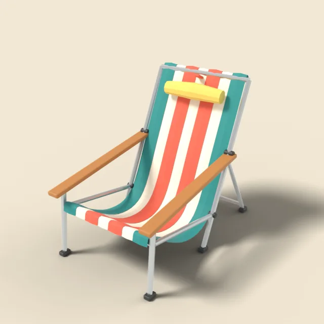 Low beach chair with striped fabric