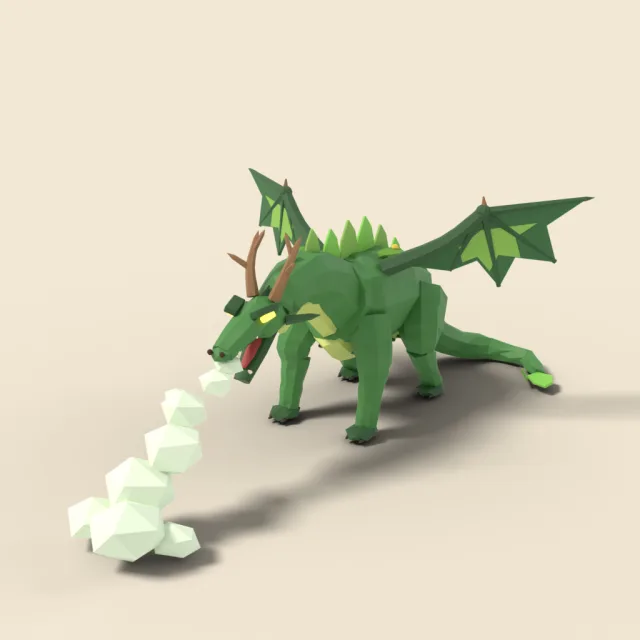Green forest dragon breathing mist