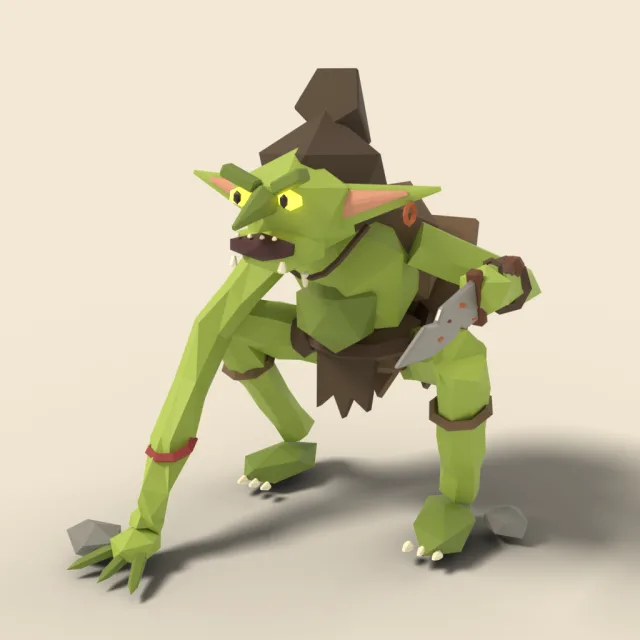 Goblin with rusty dagger crouching