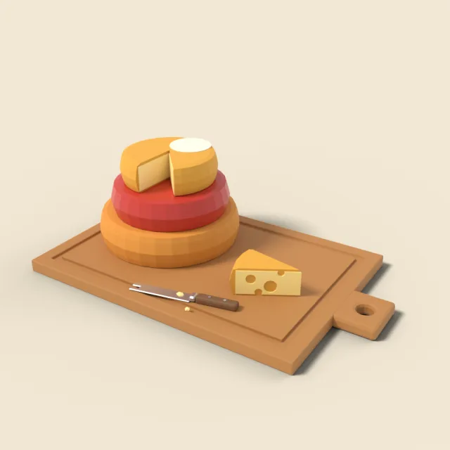Cheese wheel stack on board