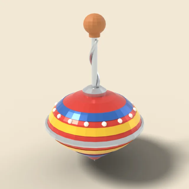 Spinning top in striped tin