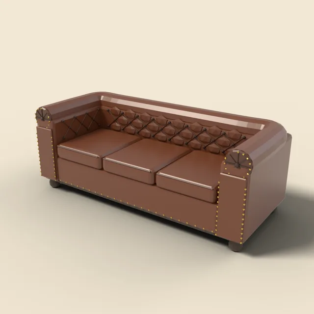 Chesterfield sofa in brown leather