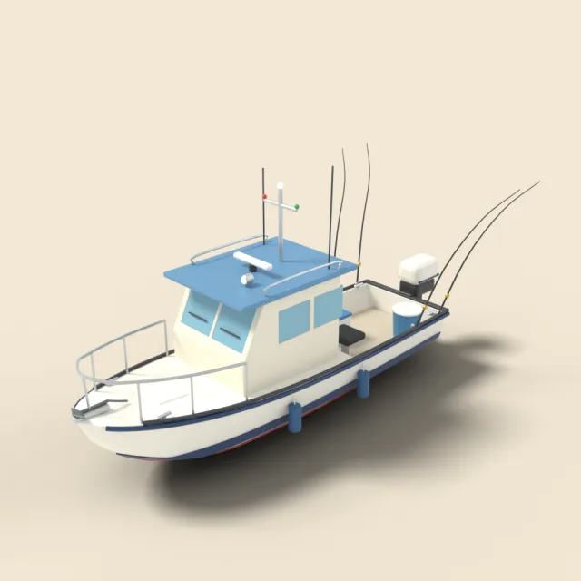 Small fishing boat with cabin
