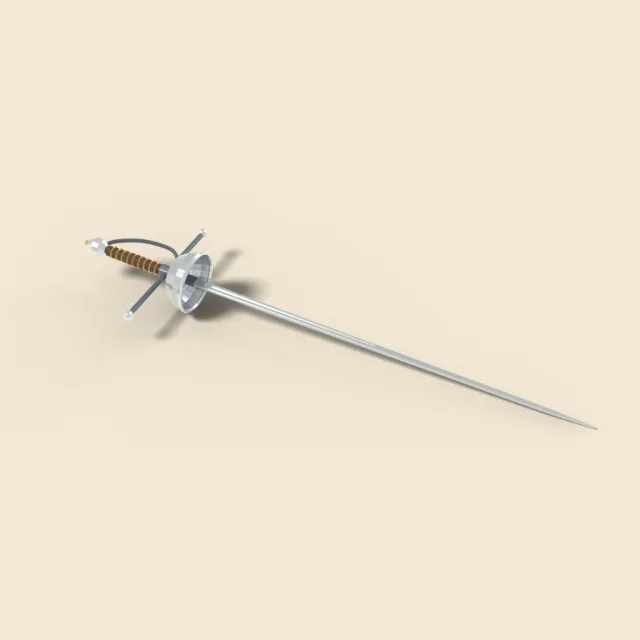 Cup hilt rapier with steel bowl guard