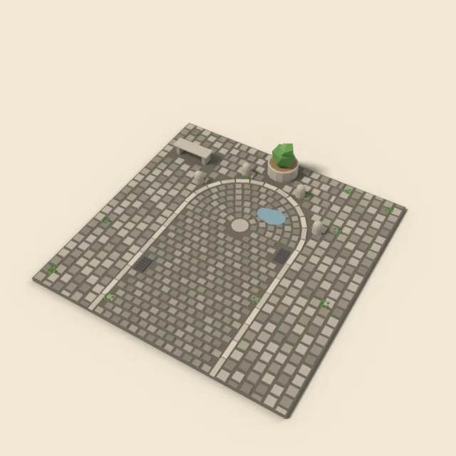 Cobblestone street dead end tile