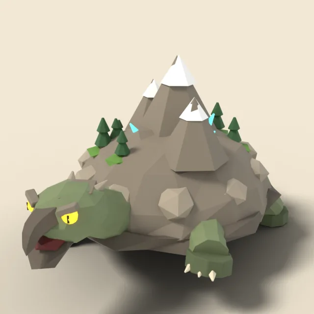 Rock turtle with mountain shell