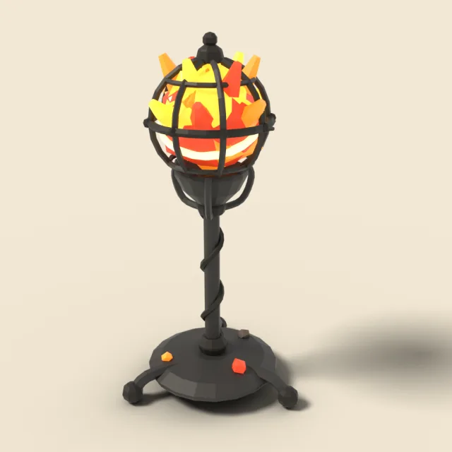 Fire orb in iron cage stand