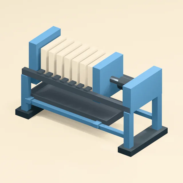 plate_frame_filter_press_suspended_plate_pack_with_hydraulic_clamp_and_drip_tray