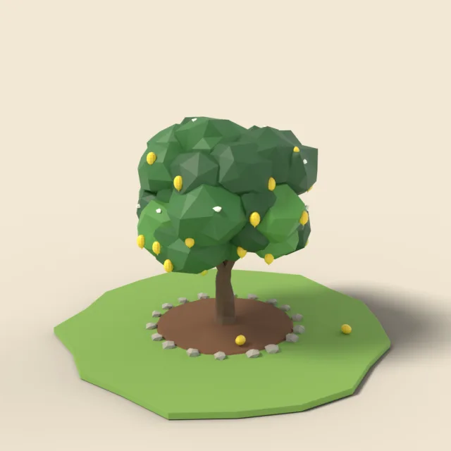 Lemon tree with yellow fruit