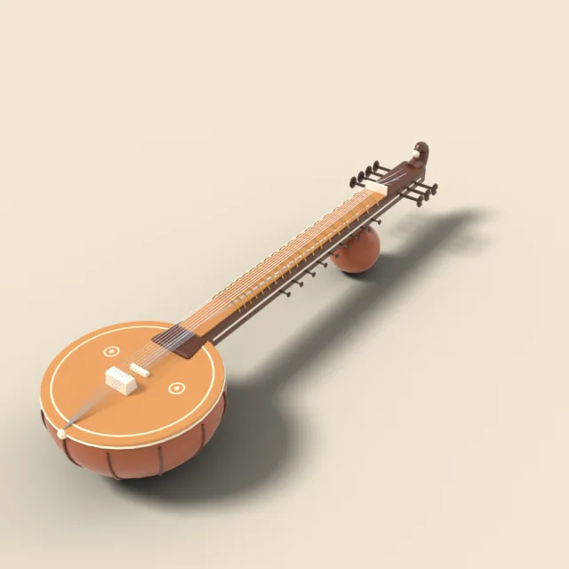 Long-necked sitar with gourd
