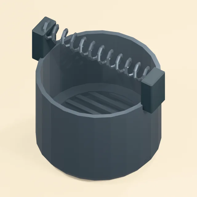 Open artist brush washer with raised rinse grille and spring brush rest