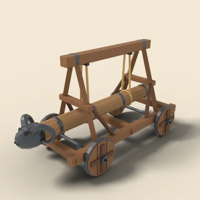 Siege battering ram with iron head