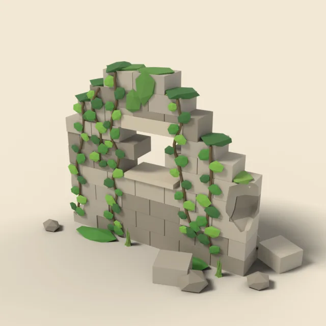 Vine-covered ruined wall