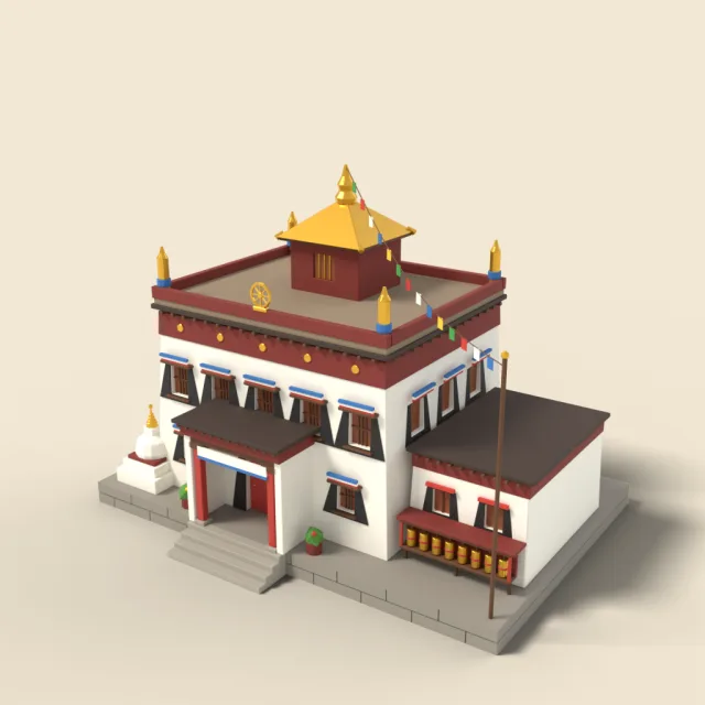 Himalayan monastery with white walls