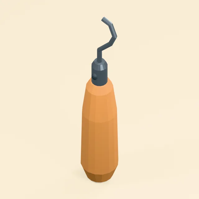 Swivel deburring tool with curved cutting hook and rounded grip