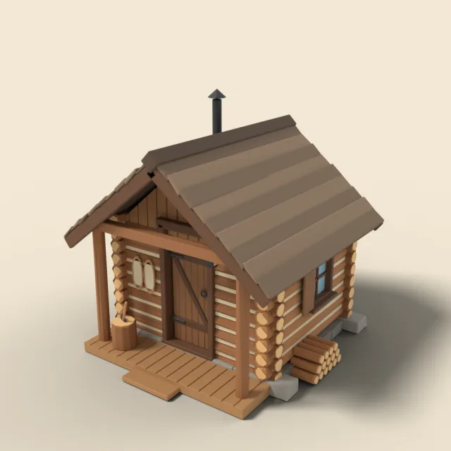 Tiny trapper log cabin
