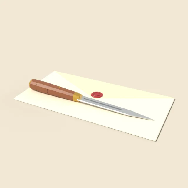 Letter opener with wooden handle