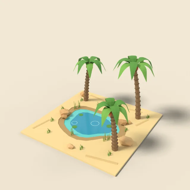Desert oasis pool tile with palms