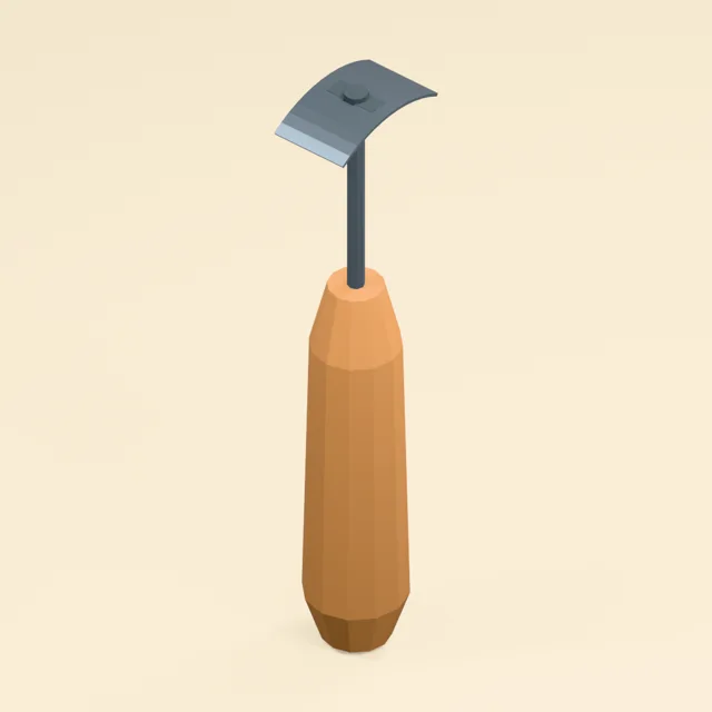 Curved razor bread lame with slotted blade and wooden scoring handle