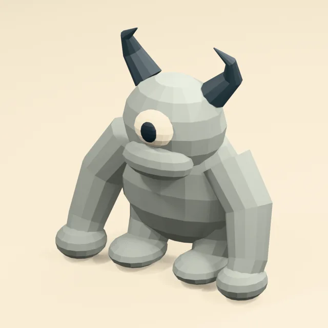One-eyed stone troll with curved horns and planted knuckles
