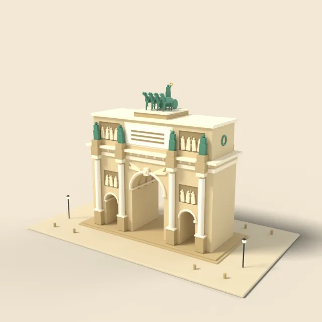 Triumphal stone arch with reliefs