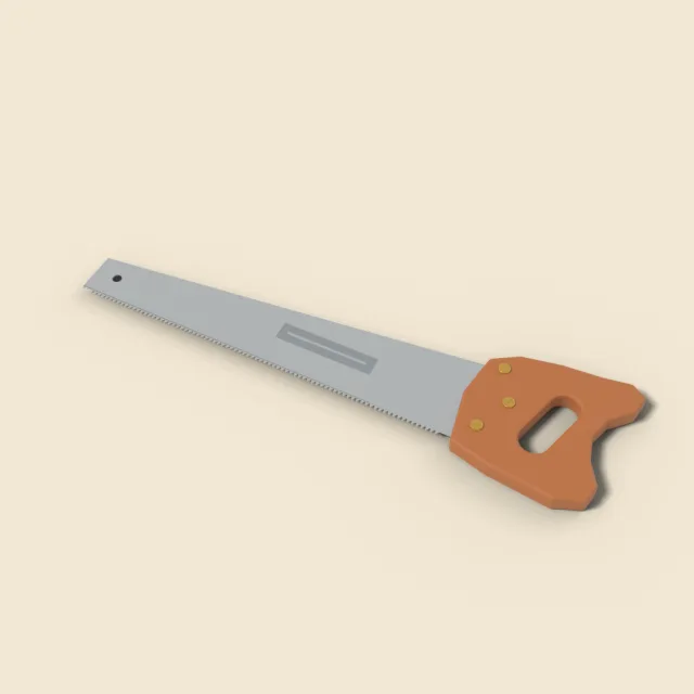 Hand saw with wooden handle