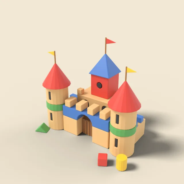 Toy castle with towers