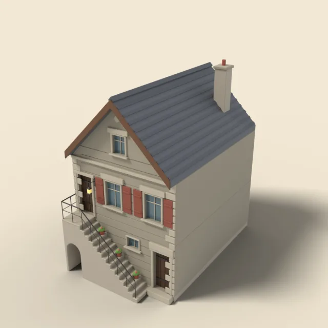Stone townhouse with outside stair