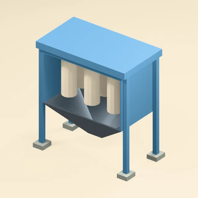 service_open_baghouse_hanging_filter_socks_over_open_hopper