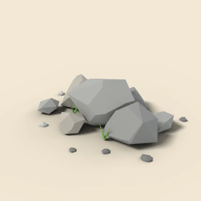 Cluster of small grey boulders