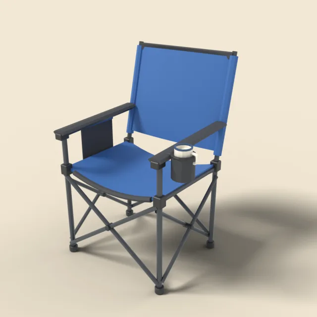 Folding camping chair with cup holder