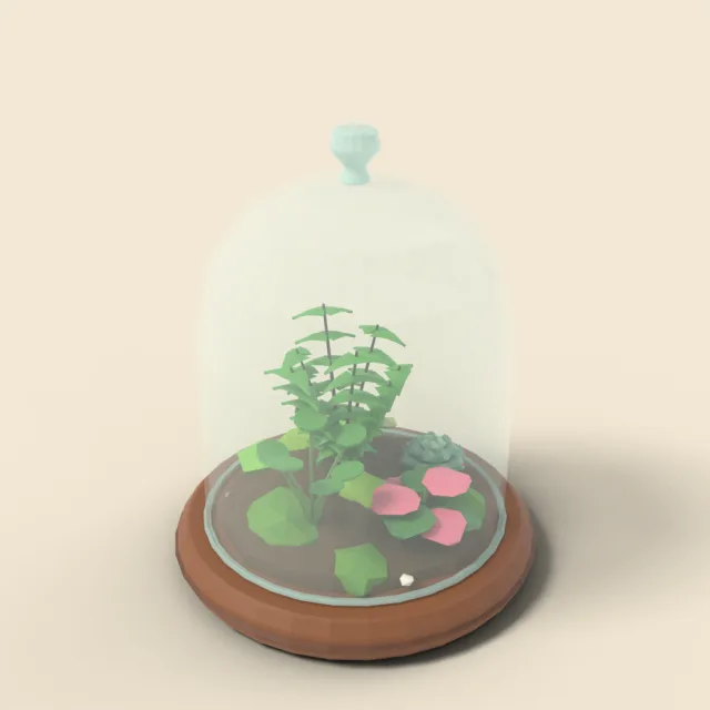 Glass terrarium with mini plants