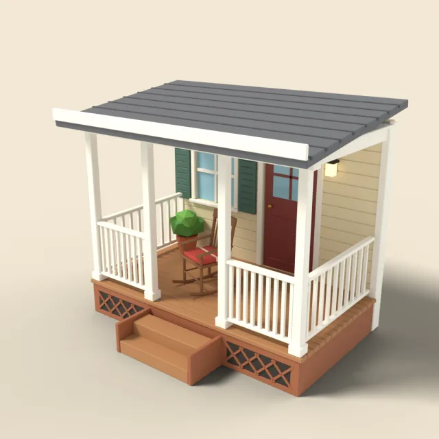Farmhouse porch with rocking chair