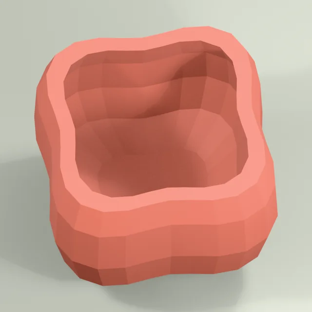 Hollow four-lobed bell pepper cup with thick cut rim