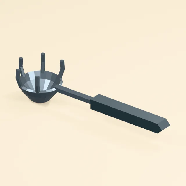 Pronged pasta server with open drainage bowl