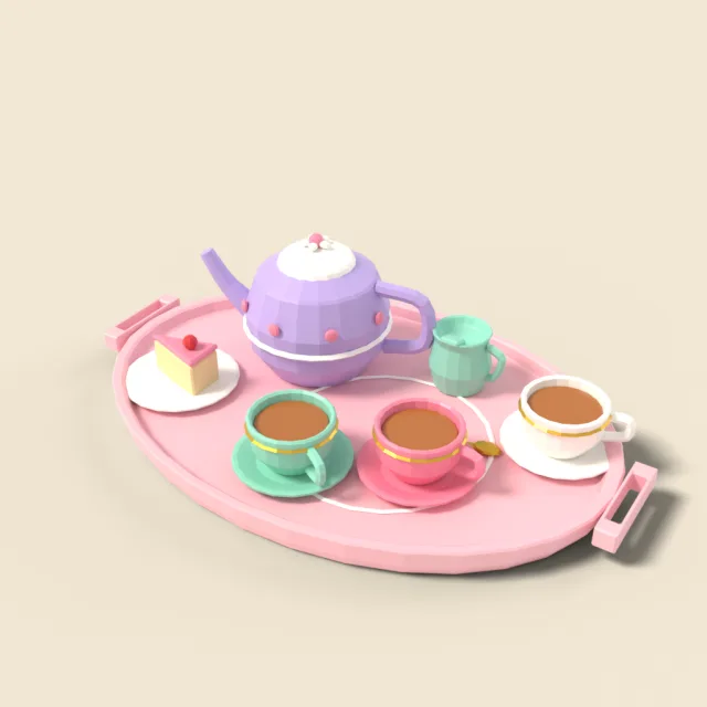 Toy tea set on a tray