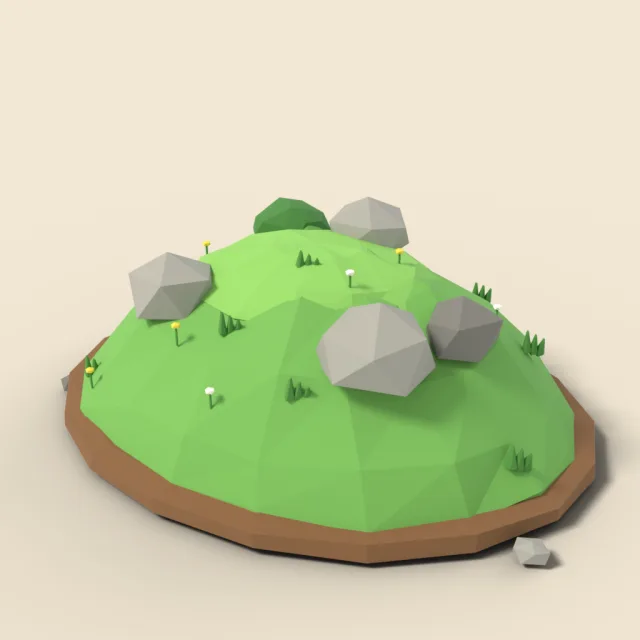 Grassy hill with boulders