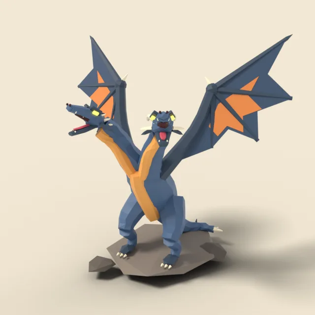 Two-headed wyvern roaring