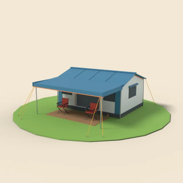 Large family cabin tent with porch