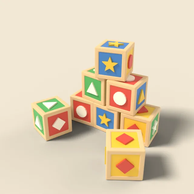 Stack of wooden alphabet blocks