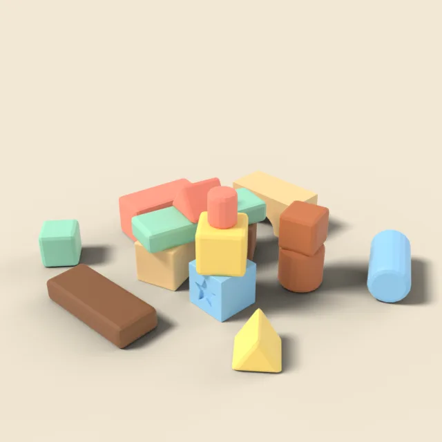 Wooden building blocks pile