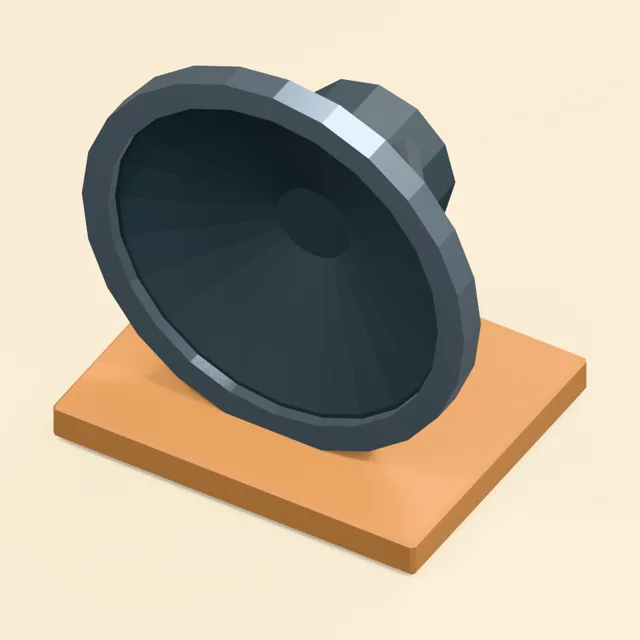Open-back loudspeaker driver on a supported desktop stand