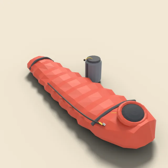 Mummy sleeping bag rolled out