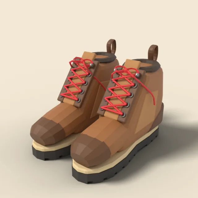 Leather hiking boots with red laces