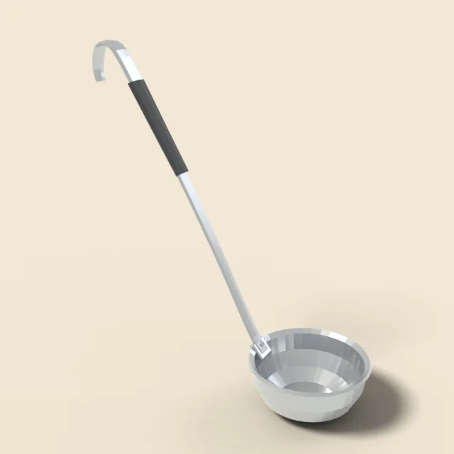 Soup ladle in stainless steel